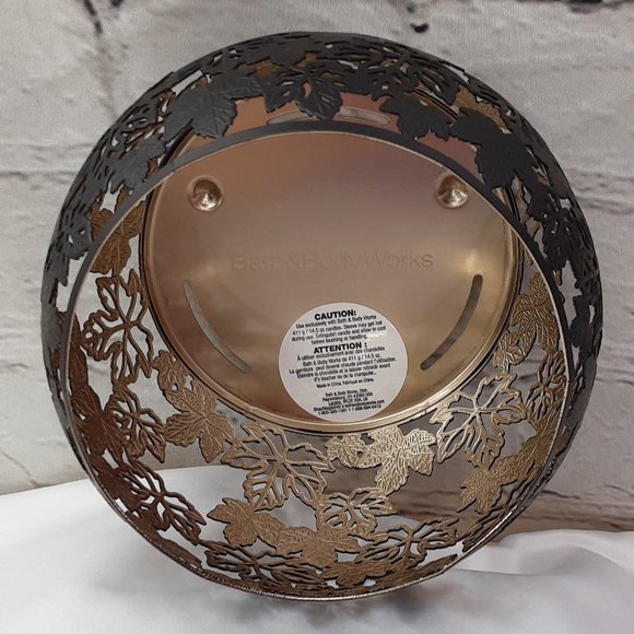 BATH & BODY WORKS FLANKED~LEAF MATTE BLACK GOLD INLAY 3~WICK CANDLE CHANDLER - Picture 6 of 16